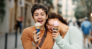 Two women enjoying ice cream